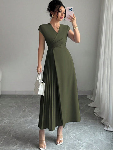 Classic Solid Midi Dress