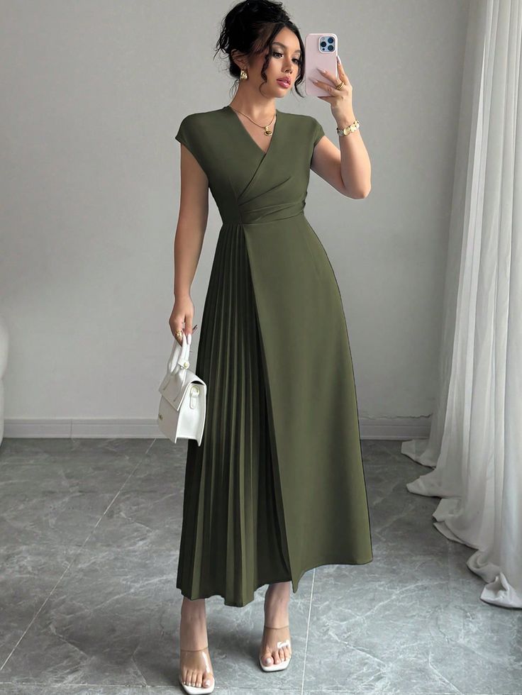 Classic Solid Midi Dress